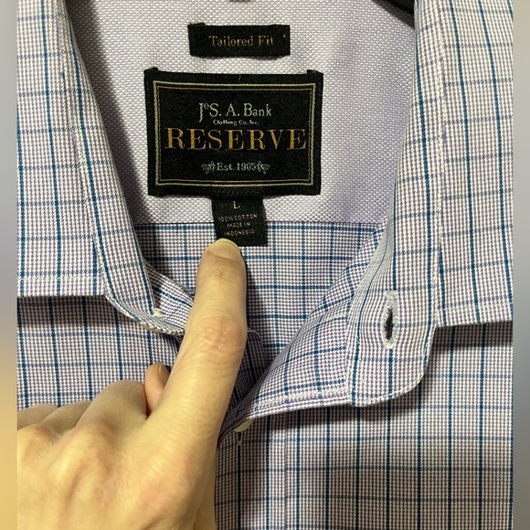 Jos A Bank Reserve Tailored Fit Long Sleeve Sportshirt Size L - Picture 3 of 7